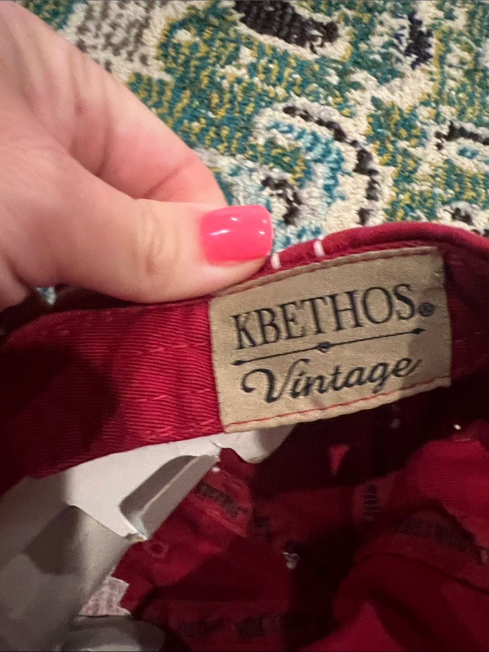 KBETHOS Red 'Free Spirit' Embroidered Distressed Baseball Cap - Picture 2 of 7